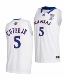 Men's #5 Kyle Cuffe Jr Jersey Kansas Jayhawks College Basketball Jerseys White 2022