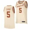 Men's #5 Marcus Carr Jersey Texas Longhorns College Basketball Jerseys Cream