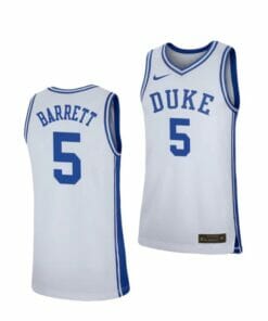 Men's #5 RJ Barrett Jersey Duke Blue Devils College Basketball Jerseys White