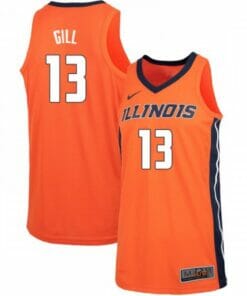 Mens Illinois Fighting Illini Kendall Gill Jersey #13 Stitch Orange College Basketball Jerseys