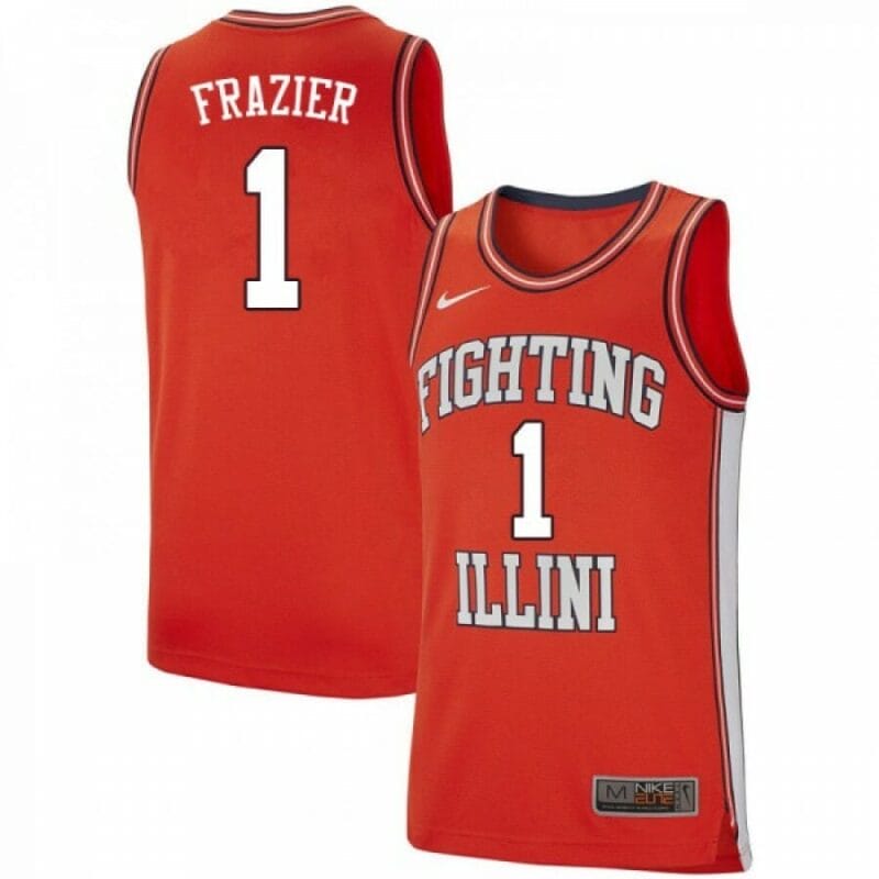 Mens Illinois Fighting Illini Trent Frazier Jersey #1 Retro Orange University College Basketball Jerseys 6 Mens Illinois Fighting Illini Trent Frazier Jersey #1 Retro Orange University College Basketball Jerseys