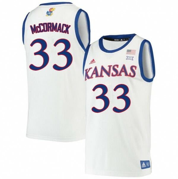 Mens Jayhawks #33 David McCormack Jersey White College Basketball Jerseys 6 Mens Jayhawks #33 David McCormack Jersey White College Basketball Jerseys