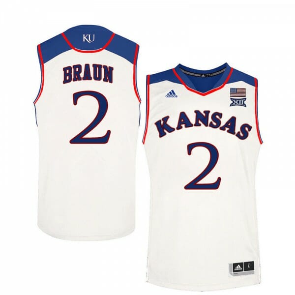 Mens Kansas #2 Christian Braun Jersey White High School College Basketball Jerseys 6 Mens Kansas #2 Christian Braun Jersey White High School College Basketball Jerseys