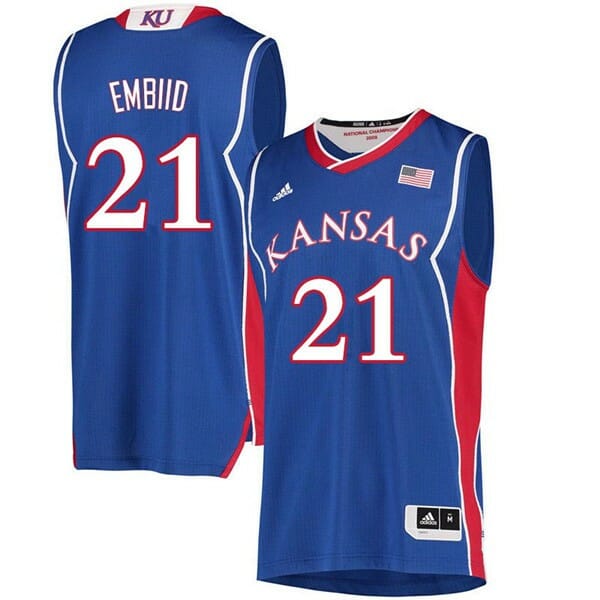 Men's Kansas Jayhawks #21 Joel Embiid Jersey Royal Classic NCAA College Basketball Jerseys 6 Men's Kansas Jayhawks #21 Joel Embiid Jersey Royal Classic NCAA College Basketball Jerseys