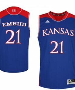Men's Kansas Jayhawks #21 Joel Embiid Jersey Royal NCAA College Basketball Jerseys