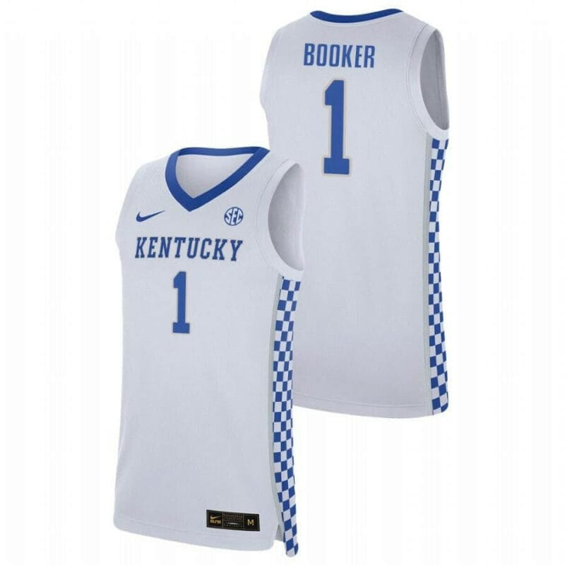 Men’s Kentucky Wildcats #1 White Devin Booker Jersey College Basketball Jerseys