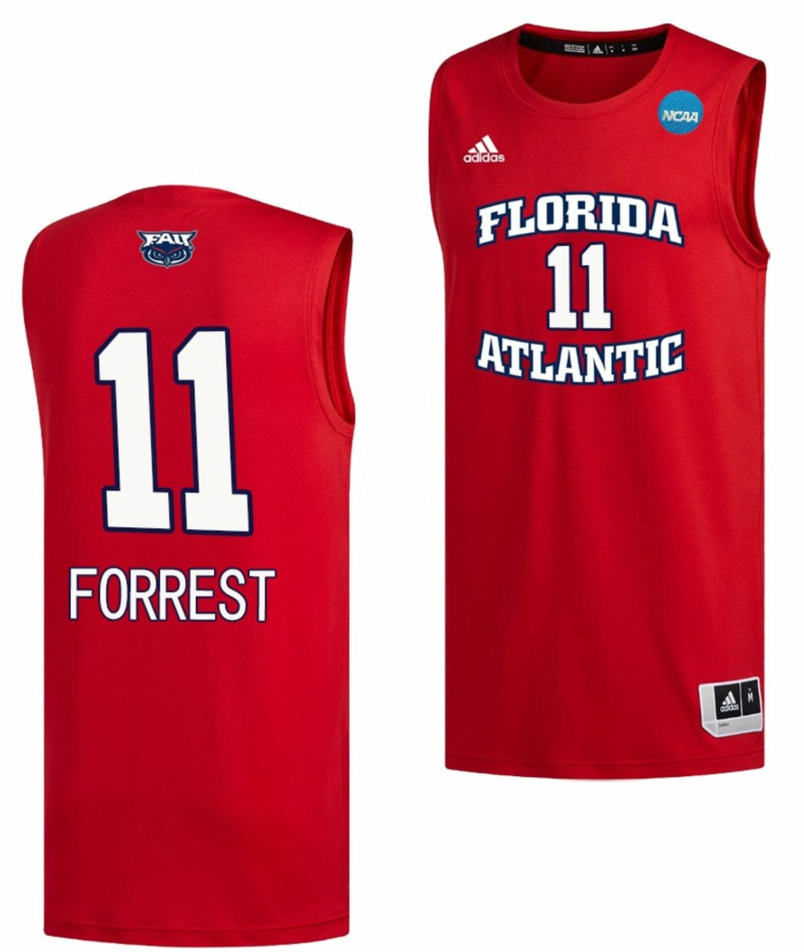 Michael Forrest Jersey FAU Owls College Basketball 2023 NCAA March Madness Red #11 1 Michael Forrest Jersey FAU Owls College Basketball 2023 NCAA March Madness Red #11