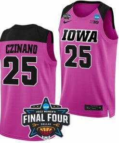 Monika Czinano Jersey Iowa Hawkeyes College Basketball 2023 NCAA Final Four Pink #25