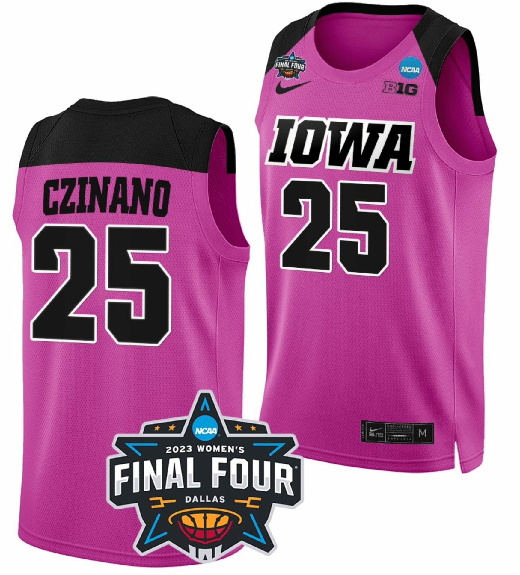 Monika Czinano Jersey Iowa Hawkeyes College Basketball 2023 NCAA Final Four Pink #25 1 Monika Czinano Jersey Iowa Hawkeyes College Basketball 2023 NCAA Final Four Pink #25