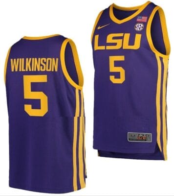 Mwani Wilkinson Jersey LSU Tigers College Basketball Purple #5