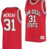 Nathan Mensah Jersey San Diego State Aztecs College Basketball Red Retro #31 5 Nathan Mensah Jersey San Diego State Aztecs College Basketball Red Retro #31