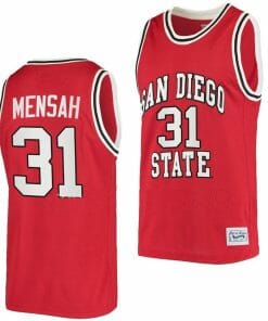 Nathan Mensah Jersey San Diego State Aztecs College Basketball Red Retro #31