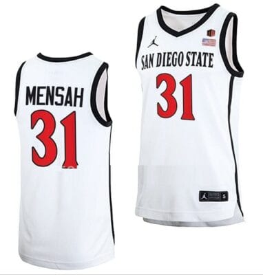 Nathan Mensah Jersey San Diego State Aztecs College Basketball Home White #31