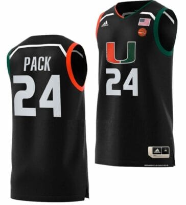 Nijel Pack Jersey Miami Hurricanes College Basketball Swingman Black #24
