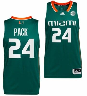 Nijel Pack Jersey Miami Hurricanes College Basketball Away Green #24 8 Nijel Pack Jersey Miami Hurricanes College Basketball Away Green #24
