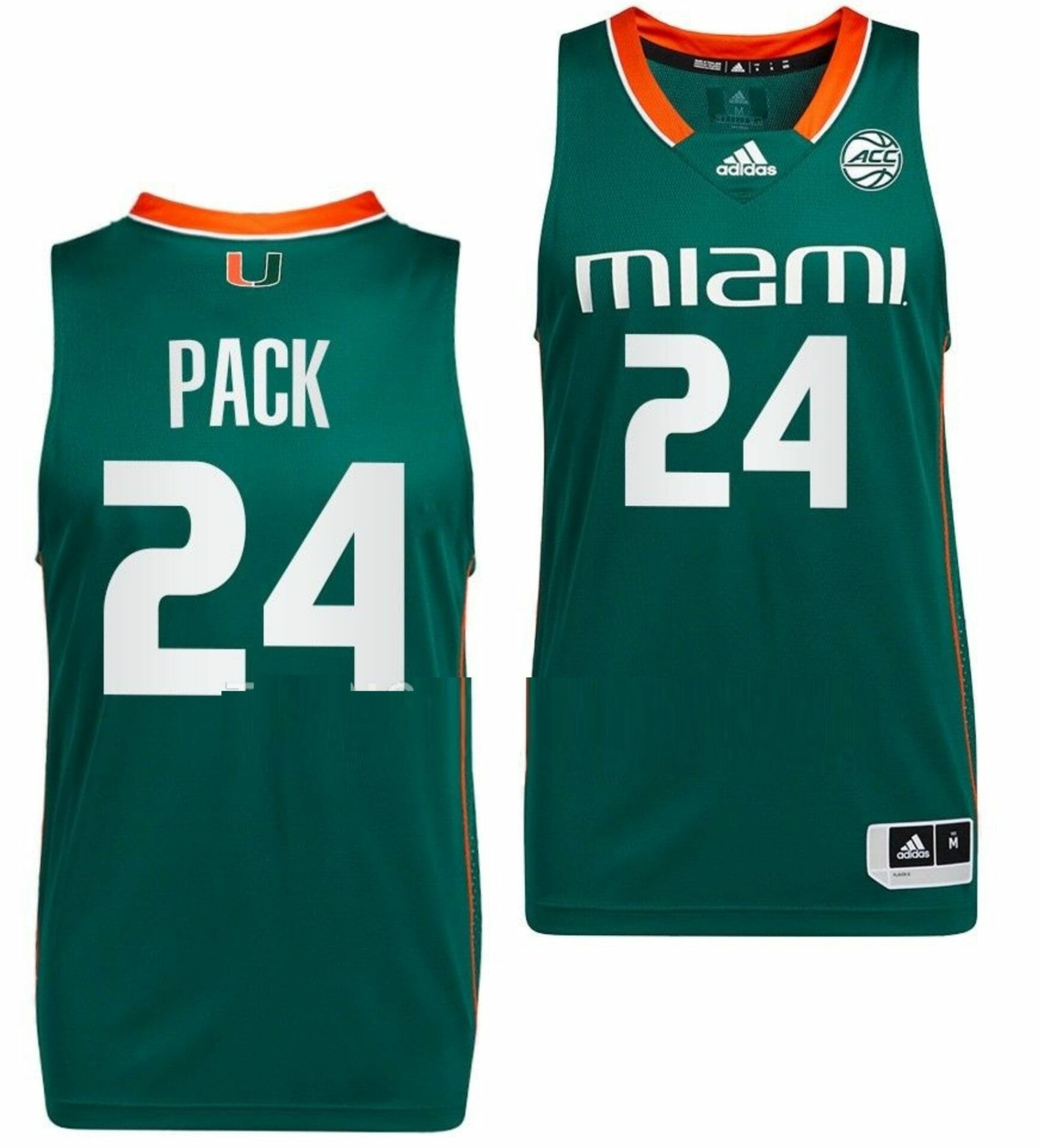Nijel Pack Jersey Miami Hurricanes College Basketball Away Green #24 1 Nijel Pack Jersey Miami Hurricanes College Basketball Away Green #24