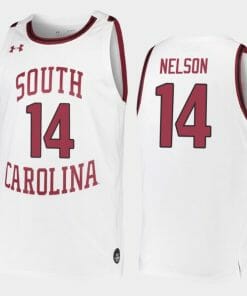 Nathan Nelson Jersey South Carolina Gamecocks College Basketball White Replica #14