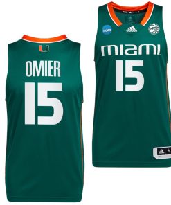 Norchad Omier Jersey #15 Miami Hurricanes 2023 NCAA March Madness Green College Basketball