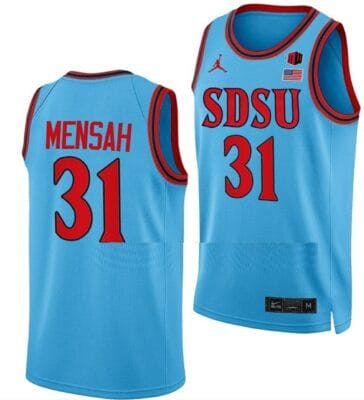 Nathan Mensah Jersey San Diego State Aztecs College Basketball Blue Alternate #31 8 Nathan Mensah Jersey San Diego State Aztecs College Basketball Blue Alternate #31