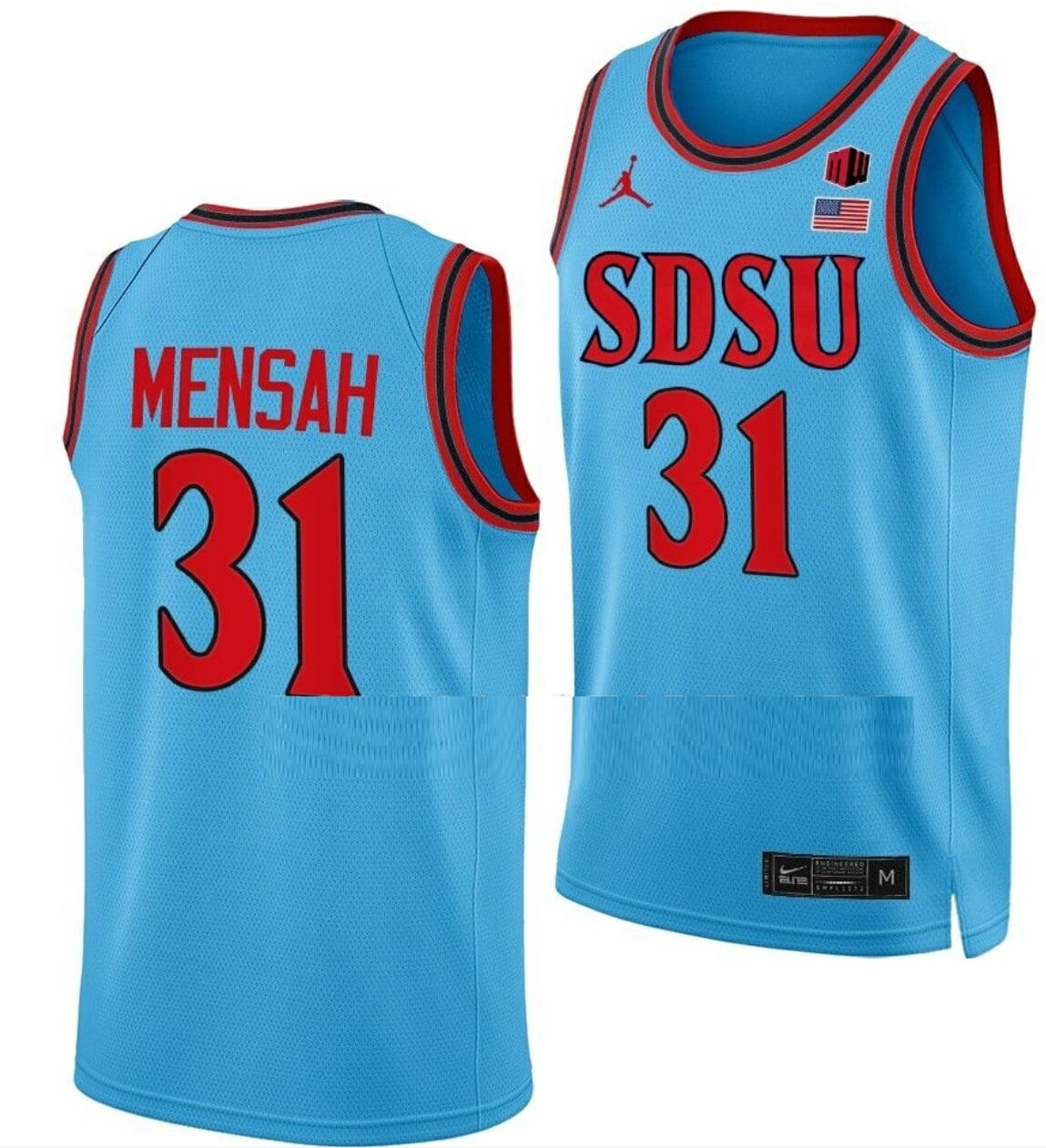 Nathan Mensah Jersey San Diego State Aztecs College Basketball Blue Alternate #31 1 Nathan Mensah Jersey San Diego State Aztecs College Basketball Blue Alternate #31