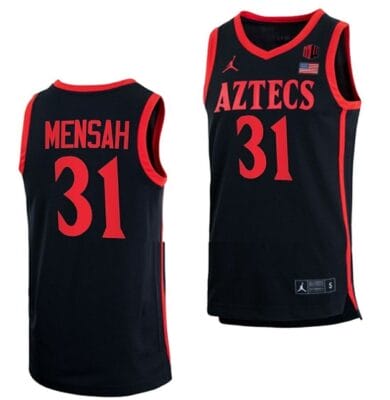 Nathan Mensah Jersey San Diego State Aztecs College Basketball Black #31 8 Nathan Mensah Jersey San Diego State Aztecs College Basketball Black #31