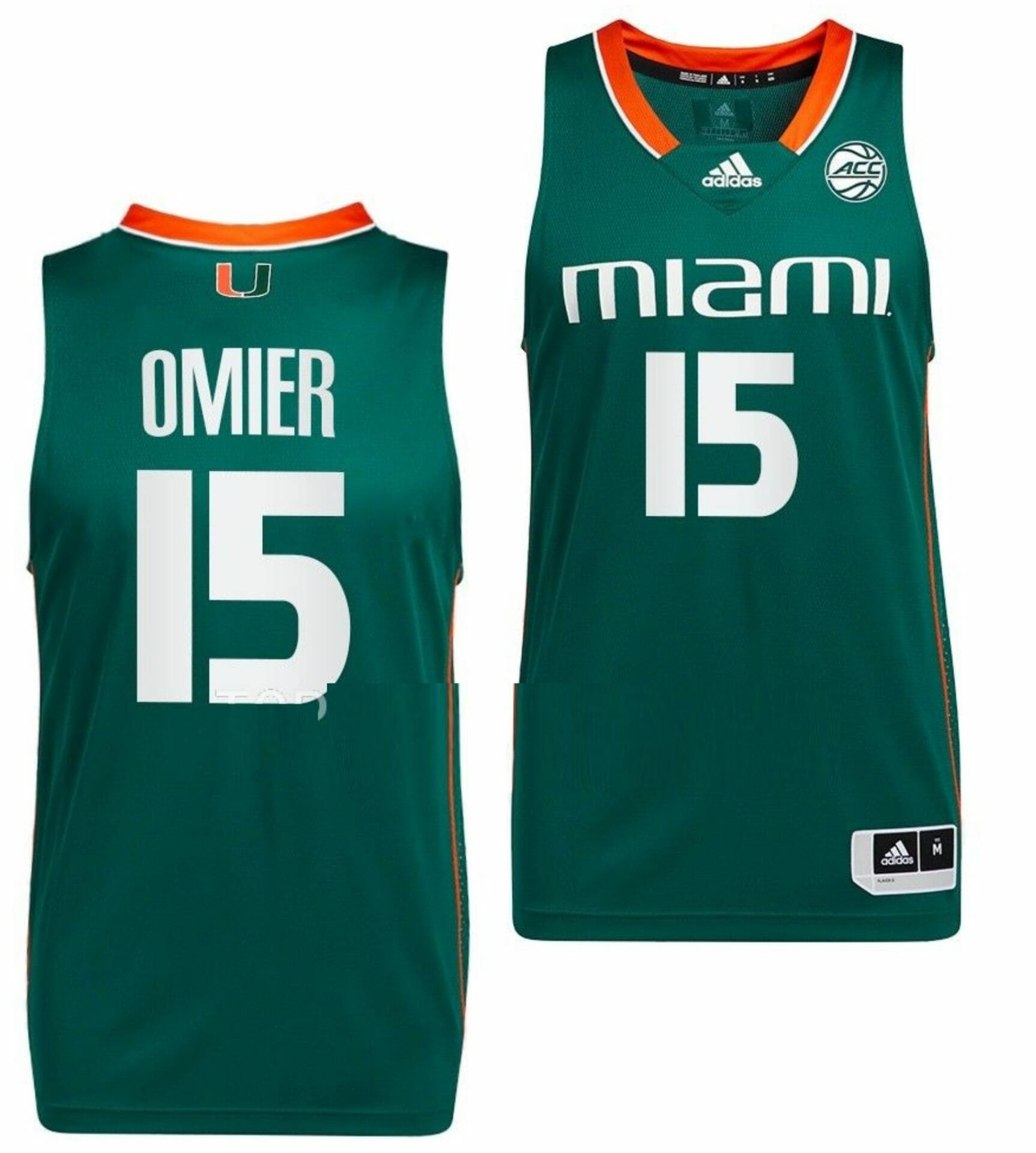 Norchad Omier Jersey Miami Hurricanes College Basketball Green #15 1 Norchad Omier Jersey Miami Hurricanes College Basketball Green #15