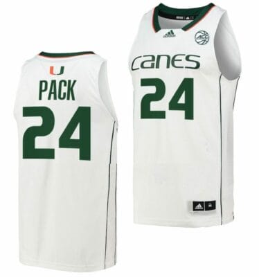 Nijel Pack Jersey Miami Hurricanes College Basketball Home White #24 8 Nijel Pack Jersey Miami Hurricanes College Basketball Home White #24