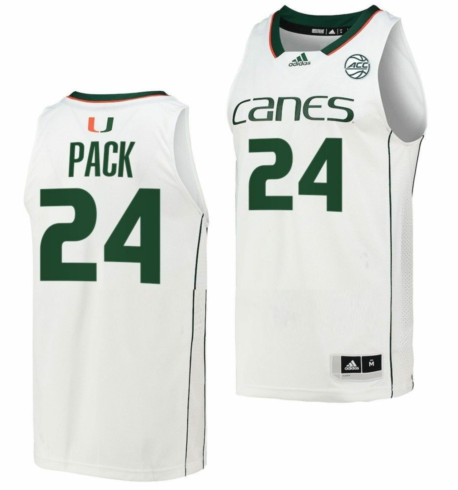 Nijel Pack Jersey Miami Hurricanes College Basketball Home White #24 1 Nijel Pack Jersey Miami Hurricanes College Basketball Home White #24