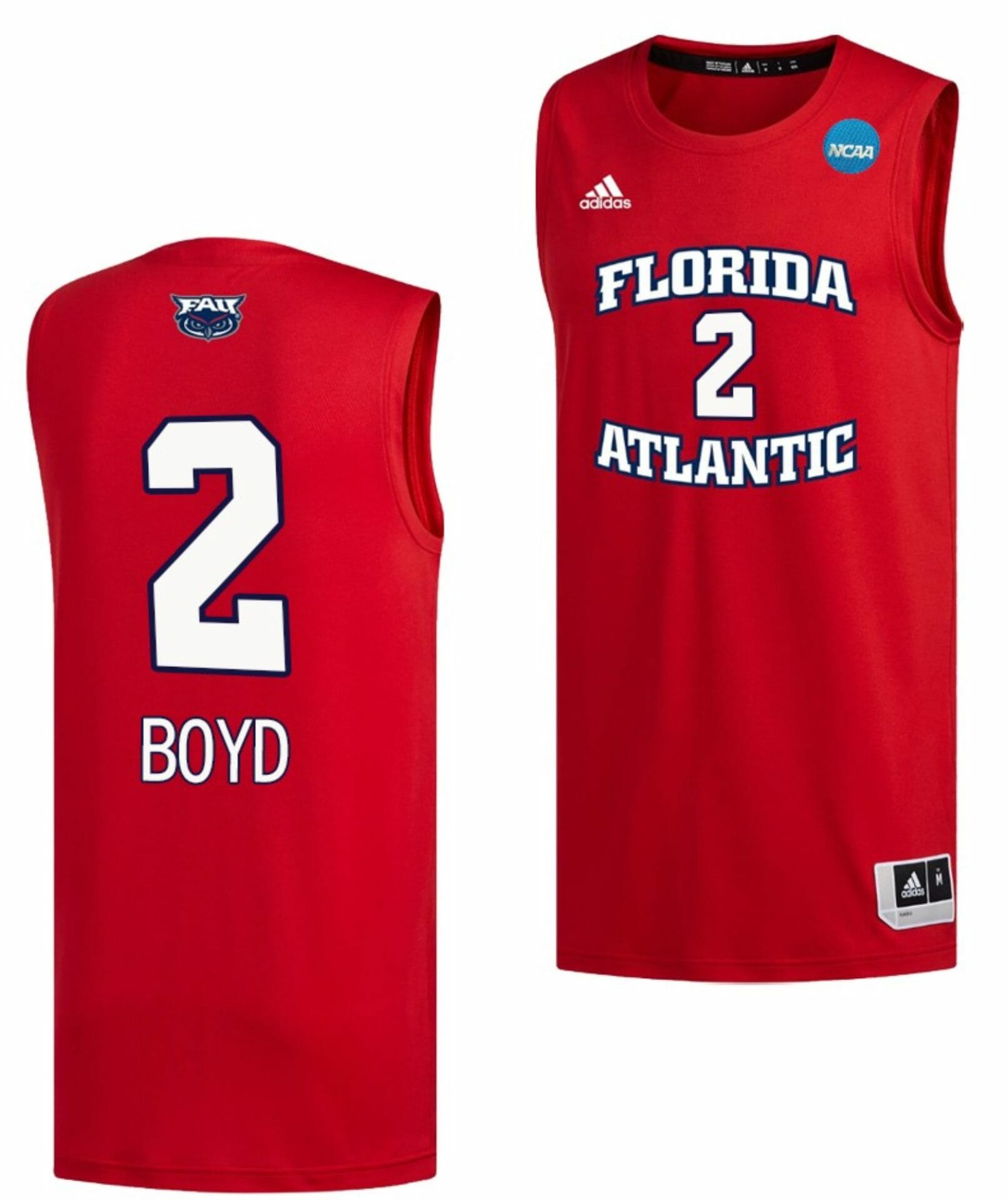 Nicholas Boyd Jersey FAU Owls College Basketball 2023 NCAA March Madness Red #2 1 Nicholas Boyd Jersey FAU Owls College Basketball 2023 NCAA March Madness Red #2
