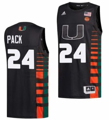 Nijel Pack Jersey Miami Hurricanes College Basketball Black #24 8 Nijel Pack Jersey Miami Hurricanes College Basketball Black #24