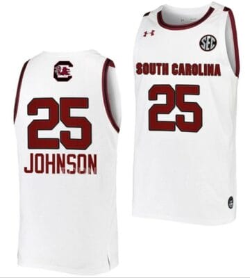 Raven Johnson Jersey South Carolina Gamecocks College Basketball White #25