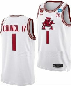 Ricky Council IV Jersey Arkansas Razorbacks College Basketball 2023 NCAA March Madness White #1