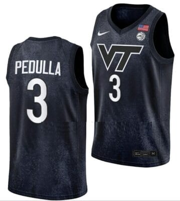 Sean Pedulla Jersey Virginia Tech Hokies College Basketball Swingman Black #3