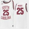 Seventh Woods Jersey South Carolina Gamecocks College Basketball White Replica #25