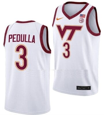 Sean Pedulla Jersey Virginia Tech Hokies College Basketball Swingman White #3