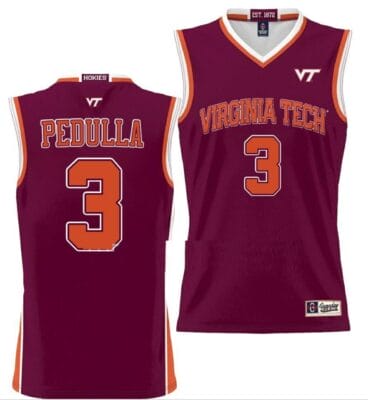 Sean Pedulla Jersey Virginia Tech Hokies College Basketball NIL Pick-A-Player Maroon #3