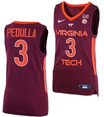 Sean Pedulla Jersey Virginia Tech Hokies College Basketball Away Maroon #3