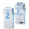 Men's #2 Caleb Love Jersey North Carolina Tar Heels College Basketball Jerseys White