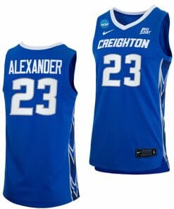 Trey Alexander Jersey Creighton Bluejays College Basketball 2023 NCAA March Madness Blue #23