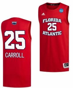 Tre Carroll Jersey FAU Owls College Basketball 2023 NCAA March Madness Red #25