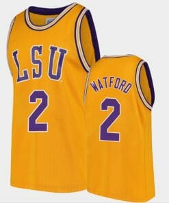 Trendon Watford Jersey LSU Tigers College Basketball Gold Replica #2