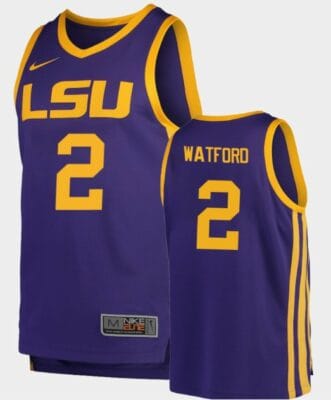 Trendon Watford Jersey LSU Tigers College Basketball Purple Replica #2