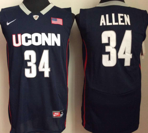Uconn Huskies #34 Ray Allen NCAA Basketball Jersey Blue