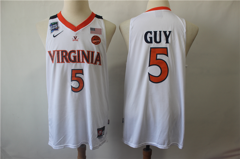 Virginia Cavaliers #5 Kyle Guy NCAA Basketball Jersey White 1 Virginia Cavaliers #5 Kyle Guy NCAA Basketball Jersey White