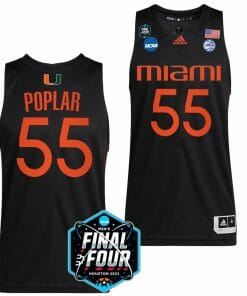 Wooga Poplar Jersey Miami Hurricanes 2023 NCAA Final Four Black College Basketball #55