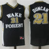Wake Forest Demon Deacons #21 Tim Duncan NCAA Basketball Jersey Black