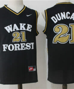 Wake Forest Demon Deacons #21 Tim Duncan NCAA Basketball Jersey Black