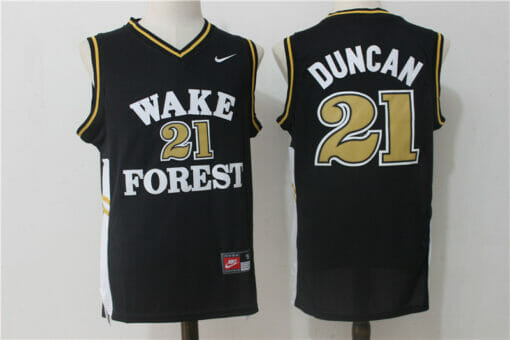 Wake Forest Demon Deacons #21 Tim Duncan NCAA Basketball Jersey Black