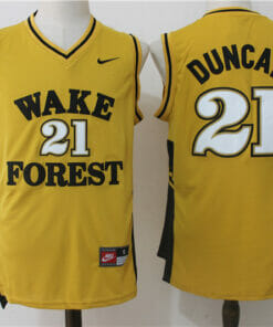 Wake Forest Demon Deacons #21 Tim Duncan NCAA Basketball Jersey Yellow