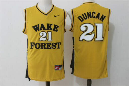 Wake Forest Demon Deacons #21 Tim Duncan NCAA Basketball Jersey Yellow